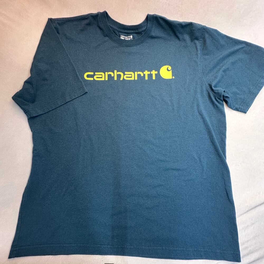 Carhartt Men's 2XL Loose Fit Blue Heather Short Sleeve Graphic Logo T-Shirt